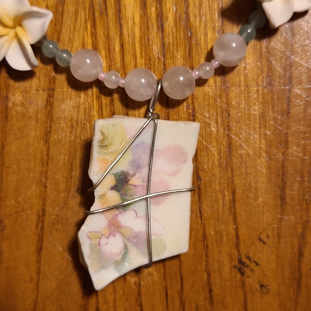 Watercolor floral necklace